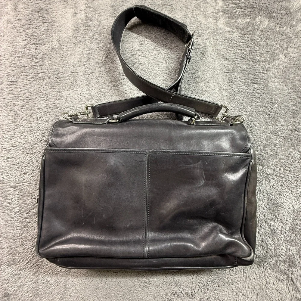 Vintage Coach Conner Briefcase Black Leather Messenger Laptop Bag F043-5237
